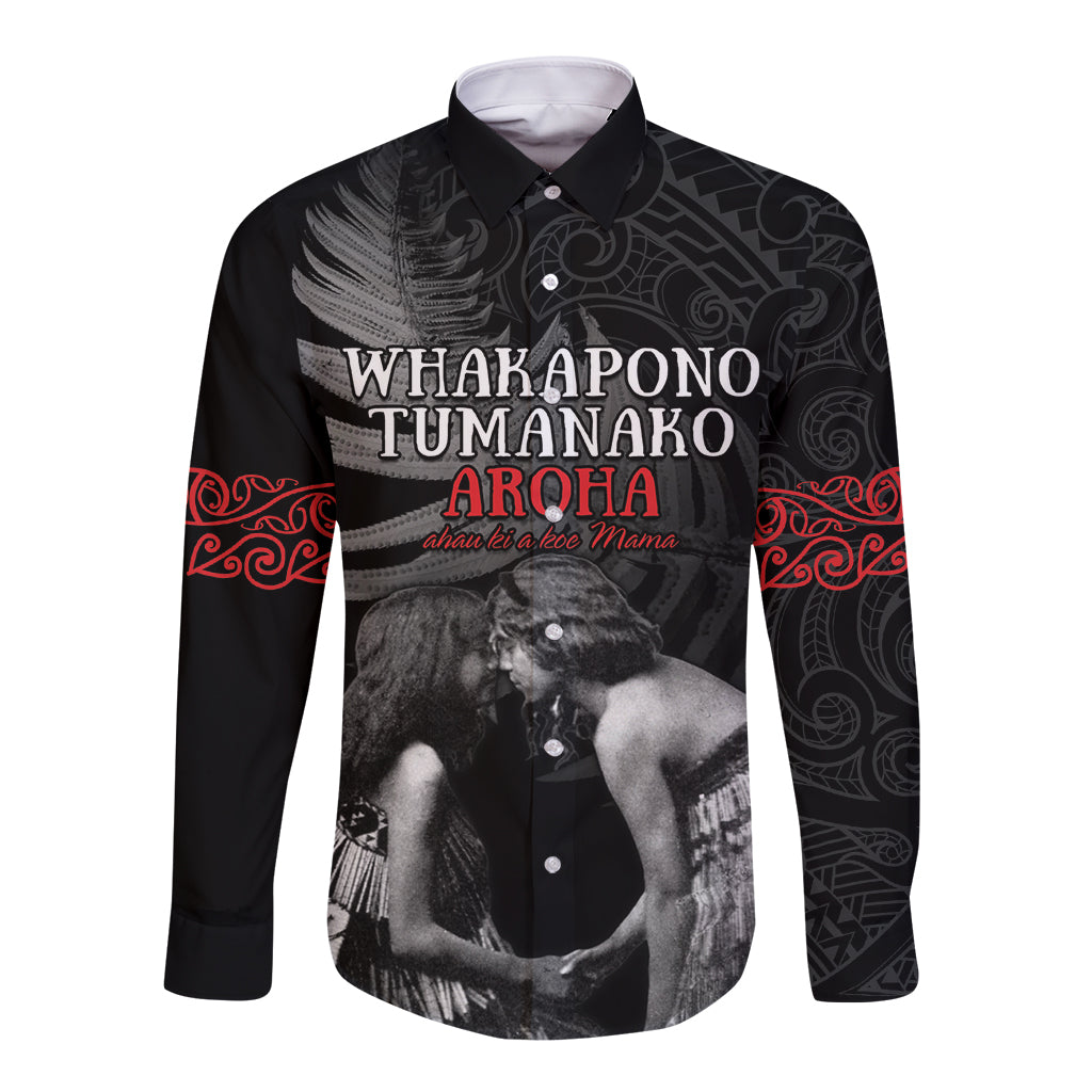 New Zealand Mother's Day Long Sleeve Button Shirt Maori Hongi Aroha Ahau Ki A Koe Mama