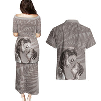 New Zealand Mother's Day Couples Matching Puletasi and Hawaiian Shirt Maori Mo Toku Mama Silver Fern