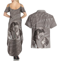 New Zealand Mother's Day Couples Matching Summer Maxi Dress and Hawaiian Shirt Maori Mo Toku Mama Silver Fern LT9 - Polynesian Pride