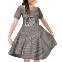 New Zealand Mother's Day Family Matching Puletasi and Hawaiian Shirt Maori Mo Toku Mama Silver Fern LT9 Daughter's Dress Nude - Polynesian Pride