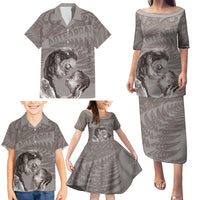 New Zealand Mother's Day Family Matching Puletasi and Hawaiian Shirt Maori Mo Toku Mama Silver Fern LT9 - Polynesian Pride