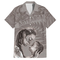 New Zealand Mother's Day Family Matching Puletasi and Hawaiian Shirt Maori Mo Toku Mama Silver Fern LT9 Dad's Shirt - Short Sleeve Nude - Polynesian Pride
