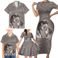 New Zealand Mother's Day Family Matching Short Sleeve Bodycon Dress and Hawaiian Shirt Maori Mo Toku Mama Silver Fern LT9 - Polynesian Pride