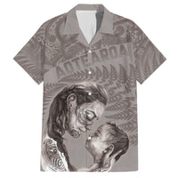 New Zealand Mother's Day Family Matching Short Sleeve Bodycon Dress and Hawaiian Shirt Maori Mo Toku Mama Silver Fern LT9 Dad's Shirt - Short Sleeve Nude - Polynesian Pride