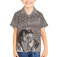 New Zealand Mother's Day Family Matching Short Sleeve Bodycon Dress and Hawaiian Shirt Maori Mo Toku Mama Silver Fern LT9 Son's Shirt Nude - Polynesian Pride
