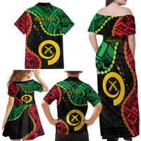 Personalised Vanuatu 44th Anniversary Family Matching Off Shoulder Maxi Dress and Hawaiian Shirt Tugeta Yumi Selebretem Indipendens Dei LT9 - Polynesian Pride