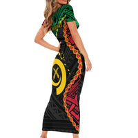 Personalised Vanuatu 44th Anniversary Family Matching Short Sleeve Bodycon Dress and Hawaiian Shirt Tugeta Yumi Selebretem Indipendens Dei LT9 - Polynesian Pride