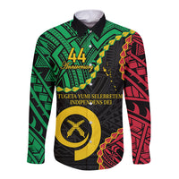 Personalised Vanuatu 44th Anniversary Long Sleeve Button Shirt Tugeta Yumi Selebretem Indipendens Dei