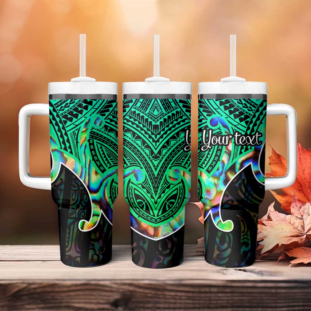 Personalised Aotearoa Papua Shell Tumbler With Handle Maori Tribal Pattern