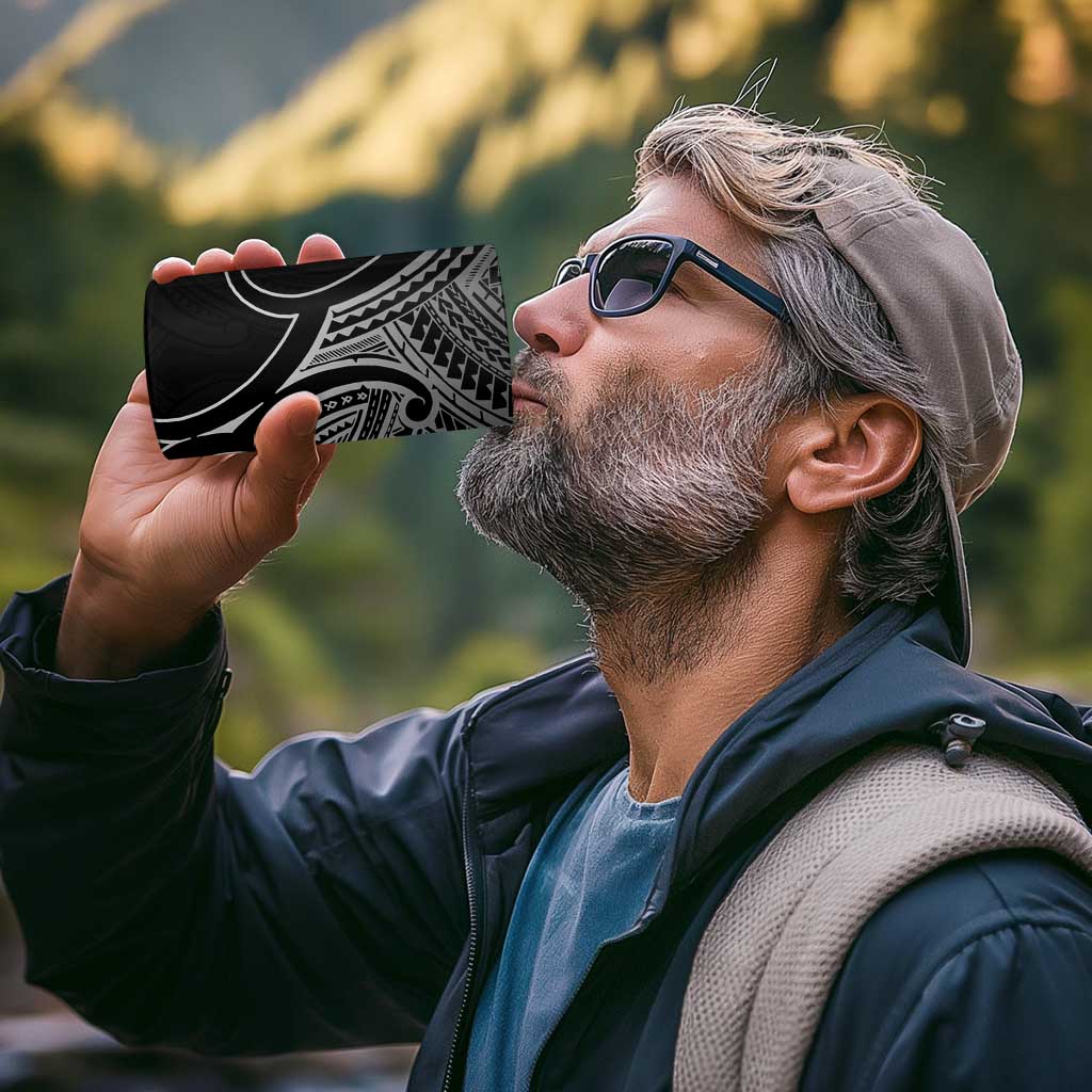 Aotearoa Maori Koru 4 in 1 Can Cooler Tumbler Black Polynesian Pacific Tribal