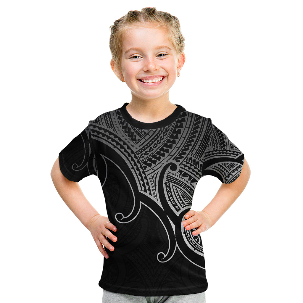 Aotearoa Maori Koru Kid T Shirt Polynesian Pacific Tribal - Black LT9 Black - Polynesian Pride