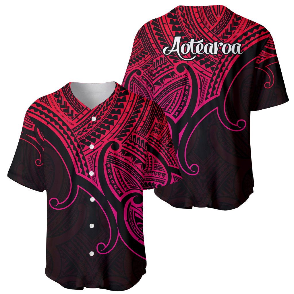 Aotearoa Maori Koru Baseball Jersey Polynesian Pacific Tribal - Pink LT9 - Polynesian Pride