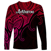 Aotearoa Maori Koru Long Sleeve Shirt Polynesian Pacific Tribal - Pink LT9 - Polynesian Pride