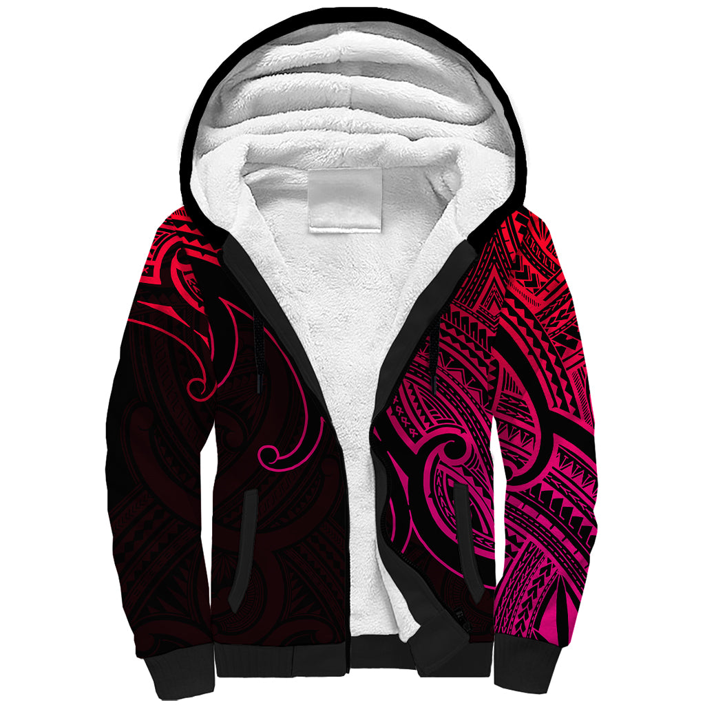 Aotearoa Maori Koru Sherpa Hoodie Polynesian Pacific Tribal - Pink LT9 Unisex Pink - Polynesian Pride