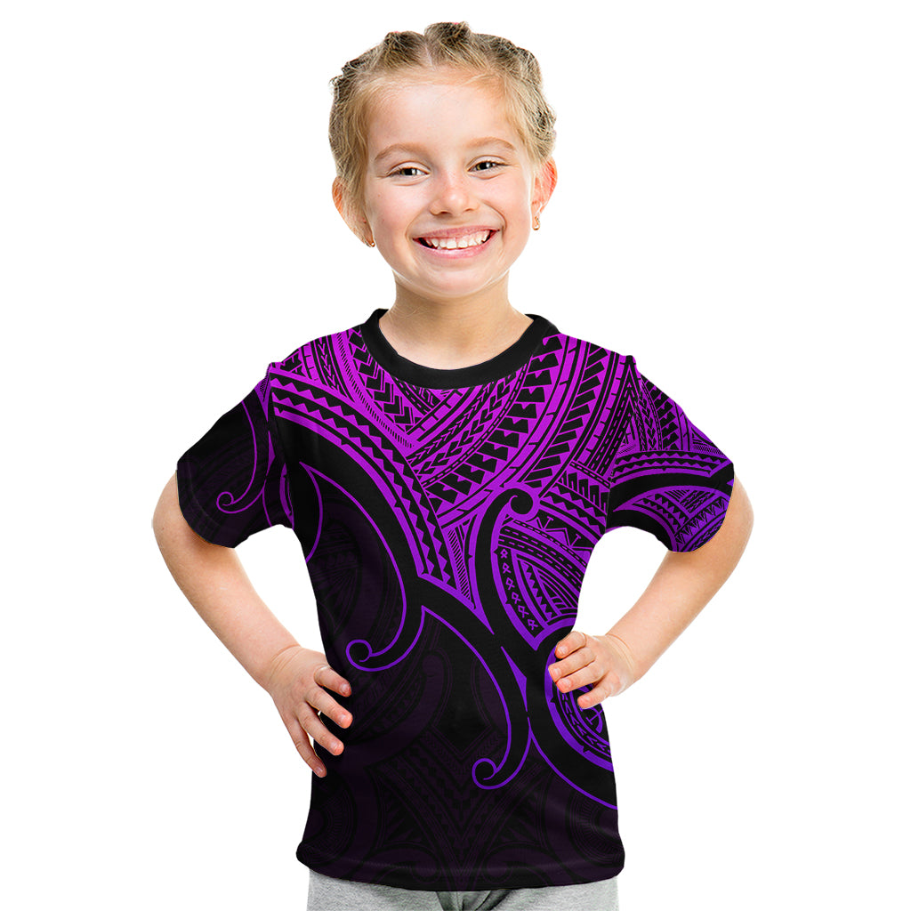 Aotearoa Maori Koru Kid T Shirt Polynesian Pacific Tribal - Purple LT9 Purple - Polynesian Pride