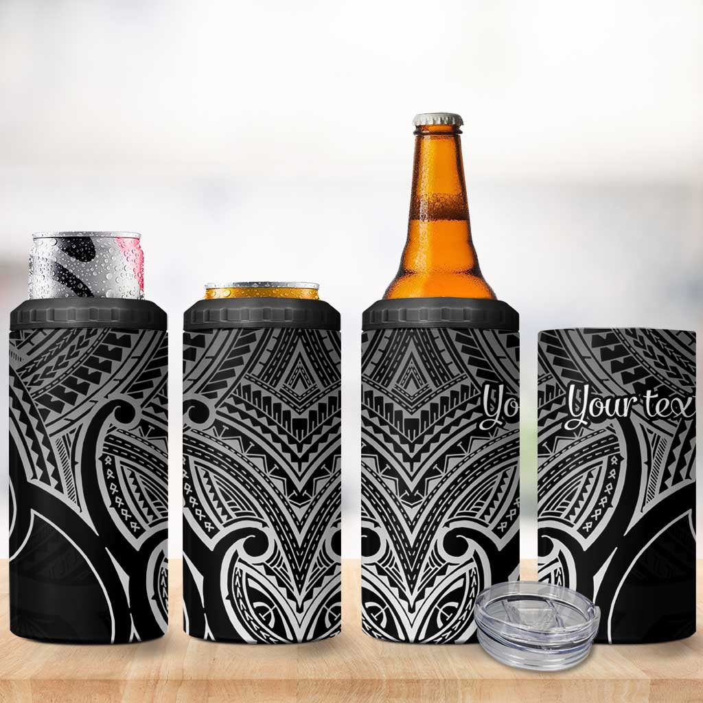Personalised Aotearoa Papua Shell 4 in 1 Can Cooler Tumbler Black Polynesian Pacific Tribal