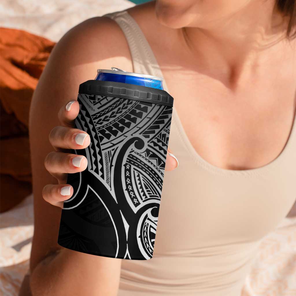 Personalised Aotearoa Papua Shell 4 in 1 Can Cooler Tumbler Black Polynesian Pacific Tribal