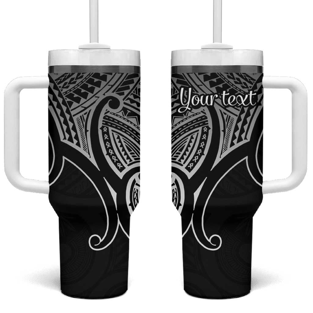 Personalised Aotearoa Papua Shell Tumbler With Handle Black Polynesian Pacific Tribal