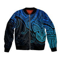 Custom Aotearoa Maori Koru Bomber Jacket Polynesian Pacific Tribal - Blue LT9 Unisex Blue - Polynesian Pride