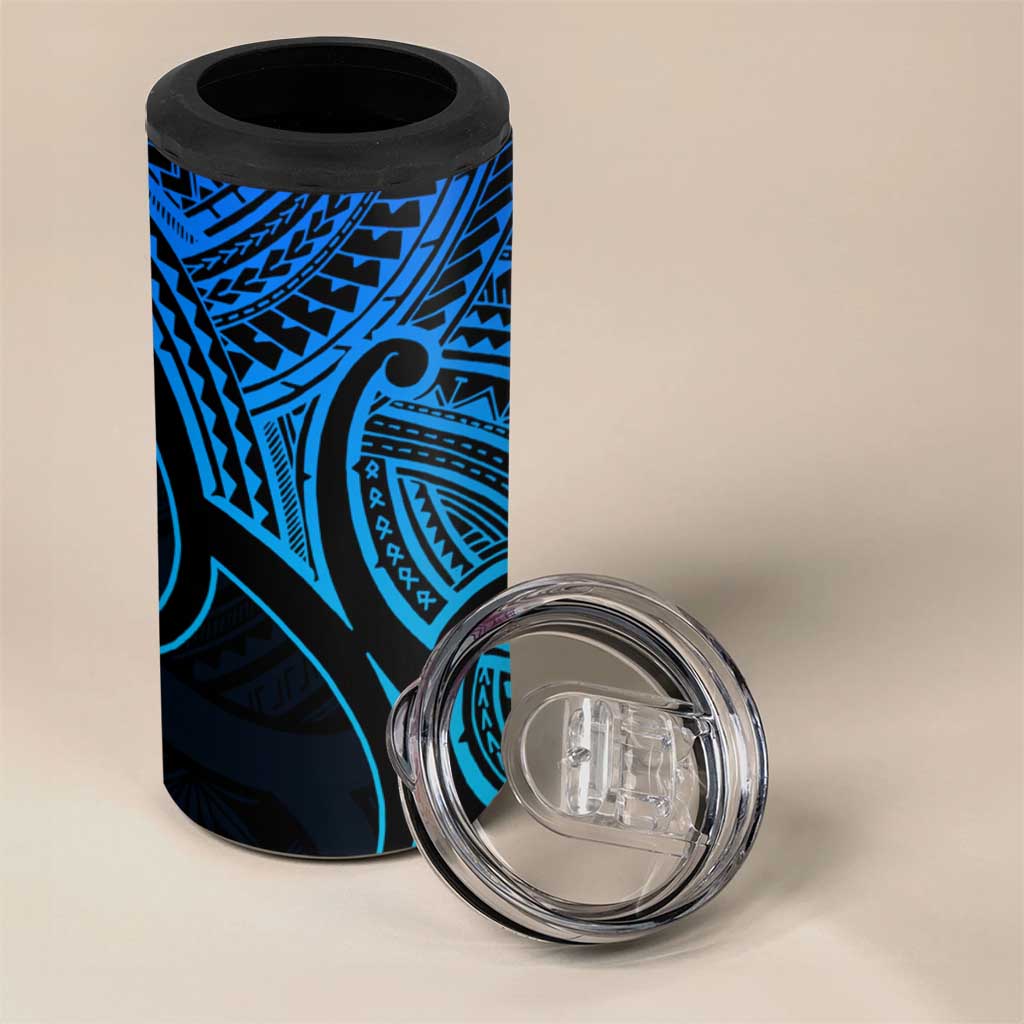 Personalised Aotearoa Papua Shell 4 in 1 Can Cooler Tumbler Blue Polynesian Pacific Tribal
