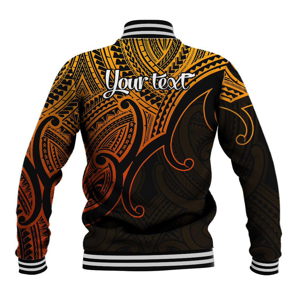 Custom Aotearoa Maori Koru Baseball Jacket Polynesian Pacific Tribal - Gold LT9 - Polynesian Pride