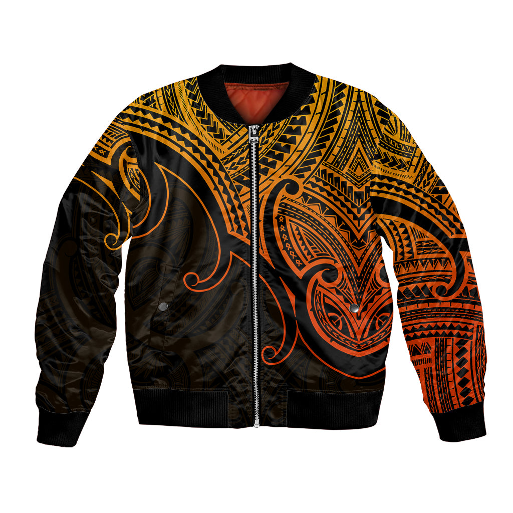 Custom Aotearoa Maori Koru Bomber Jacket Polynesian Pacific Tribal - Gold LT9 Unisex Gold - Polynesian Pride