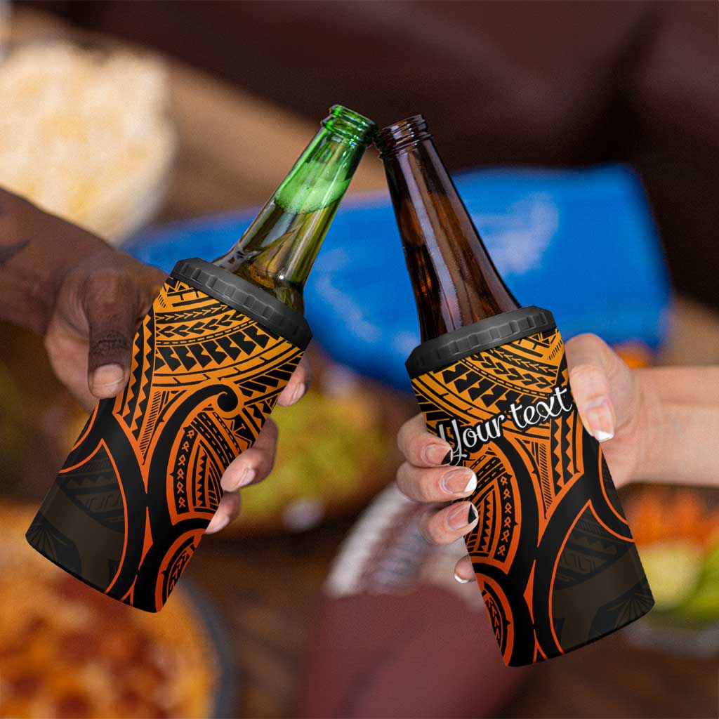 Personalised Aotearoa Papua Shell 4 in 1 Can Cooler Tumbler Gold Polynesian Pacific Tribal