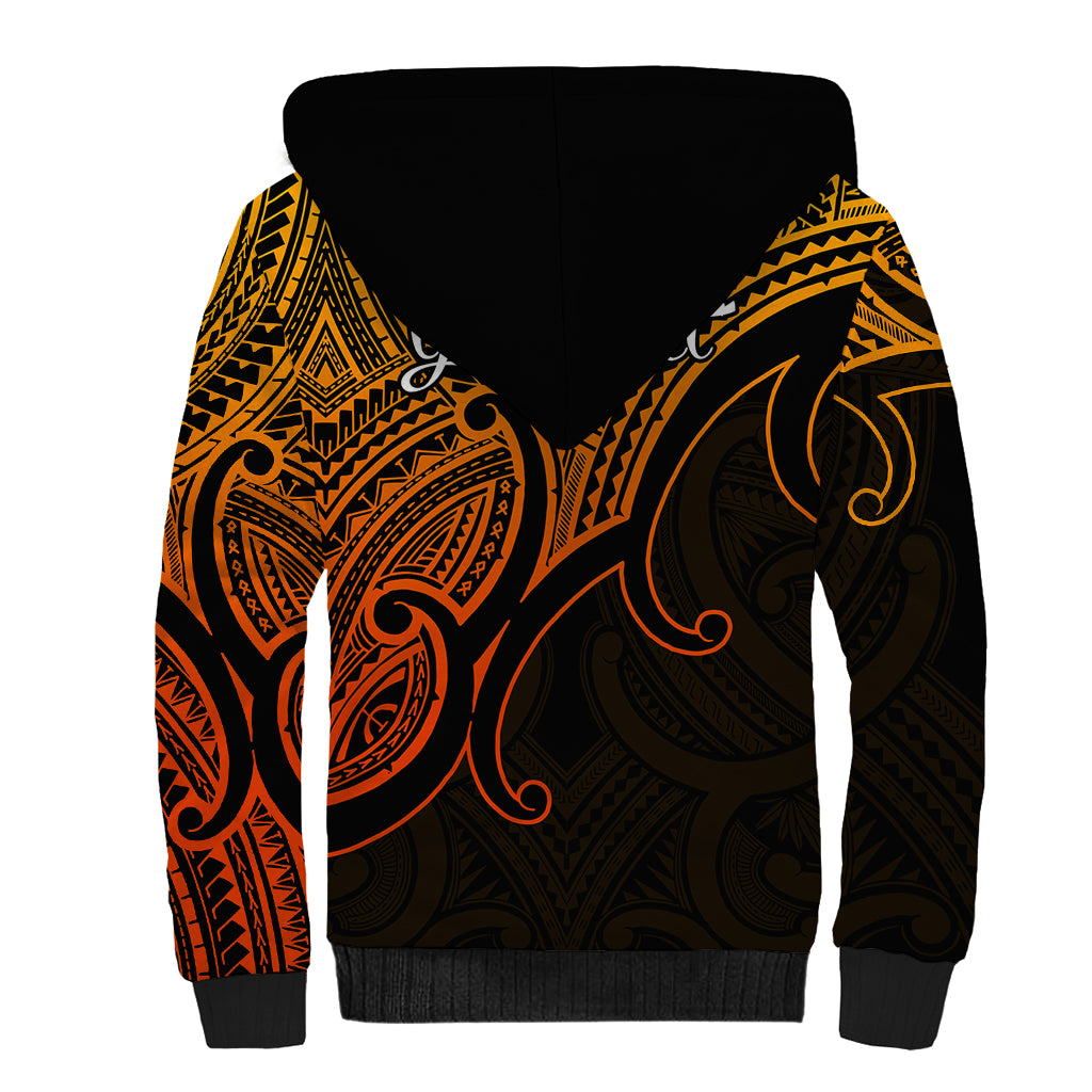 Custom Aotearoa Maori Koru Sherpa Hoodie Polynesian Pacific Tribal - Gold LT9 - Polynesian Pride