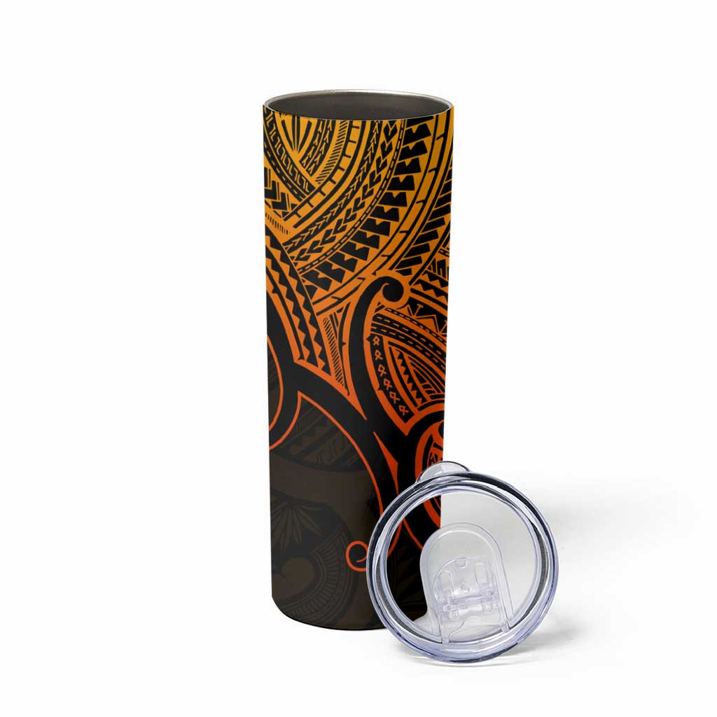Personalised Aotearoa Papua Shell Skinny Tumbler Gold Polynesian Pacific Tribal
