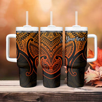 Personalised Aotearoa Papua Shell Tumbler With Handle Gold Polynesian Pacific Tribal