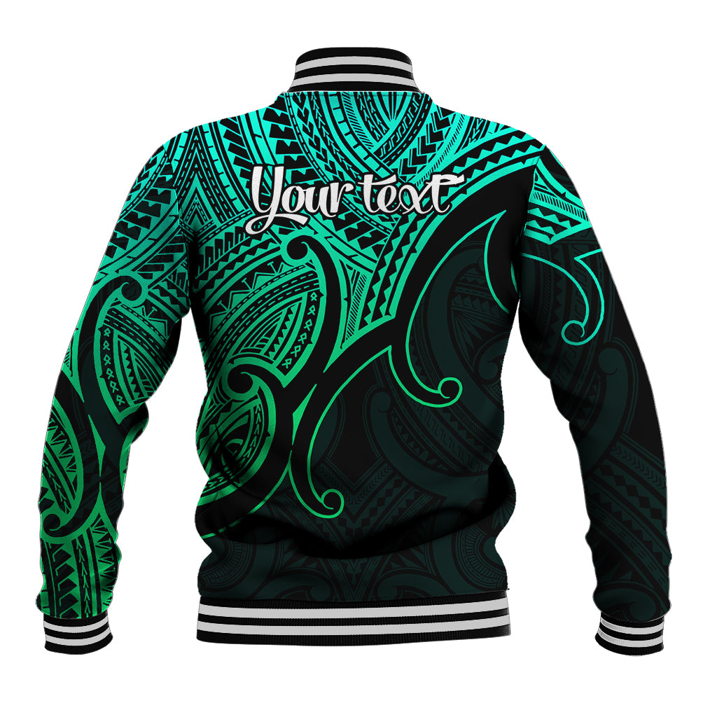 Custom Aotearoa Maori Koru Baseball Jacket Polynesian Pacific Tribal - Green LT9 - Polynesian Pride