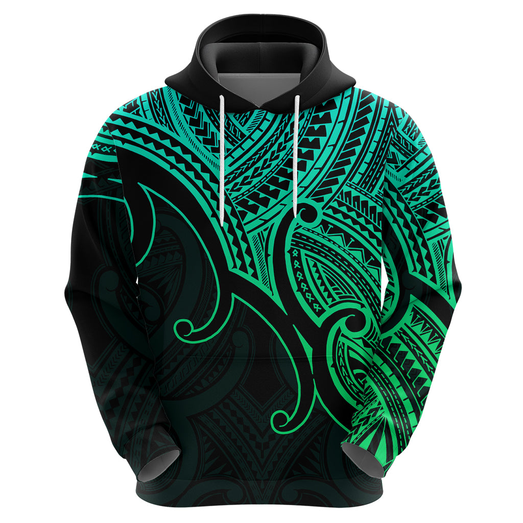 Custom Aotearoa Maori Koru Hoodie Polynesian Pacific Tribal Green LT9 - Polynesian Pride