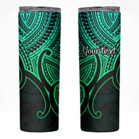 Personalised Aotearoa Papua Shell Skinny Tumbler Green Polynesian Pacific Tribal
