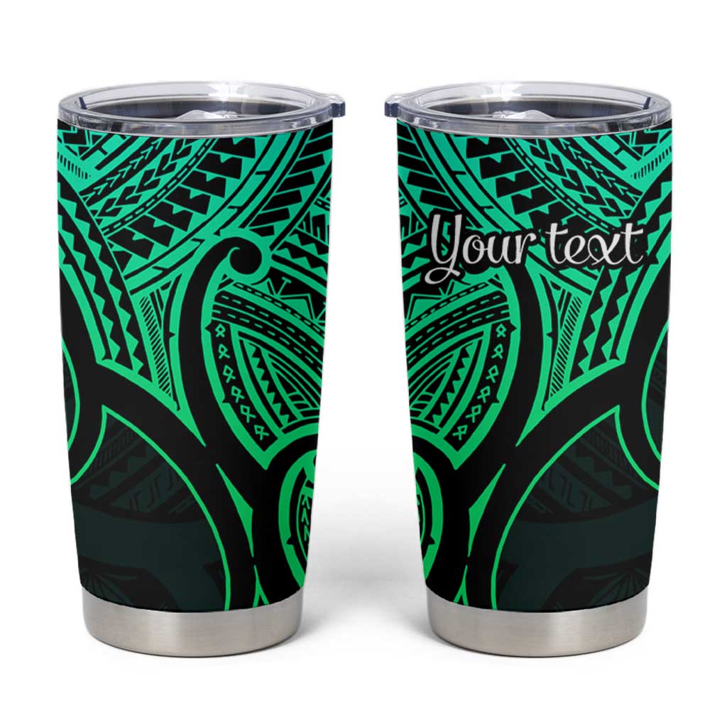 Personalised Aotearoa Papua Shell Tumbler Cup Green Polynesian Pacific Tribal