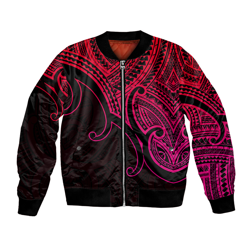 Custom Aotearoa Maori Koru Bomber Jacket Polynesian Pacific Tribal - Pink LT9 Unisex Pink - Polynesian Pride