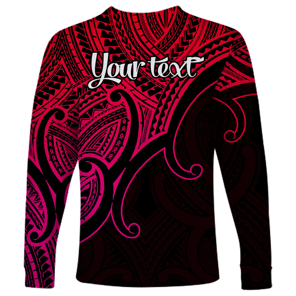Custom Aotearoa Maori Koru Long Sleeve Shirt Polynesian Pacific Tribal - Pink LT9 - Polynesian Pride