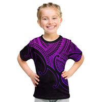 Custom Aotearoa Maori Koru Kid T Shirt Polynesian Pacific Tribal - Purple LT9 Purple - Polynesian Pride