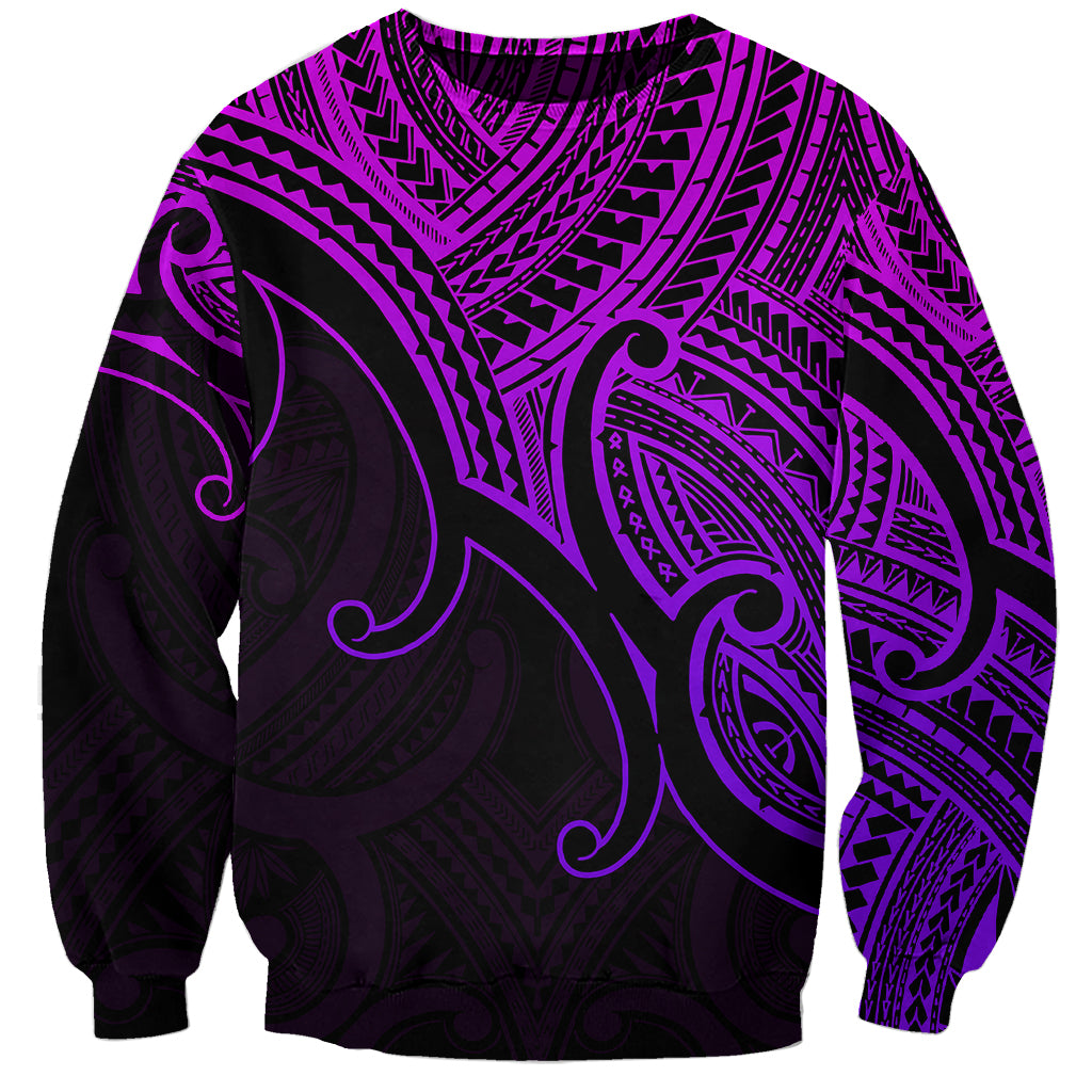 Custom Aotearoa Maori Koru Sweatshirt Polynesian Pacific Tribal - Purple LT9 Unisex Purple - Polynesian Pride