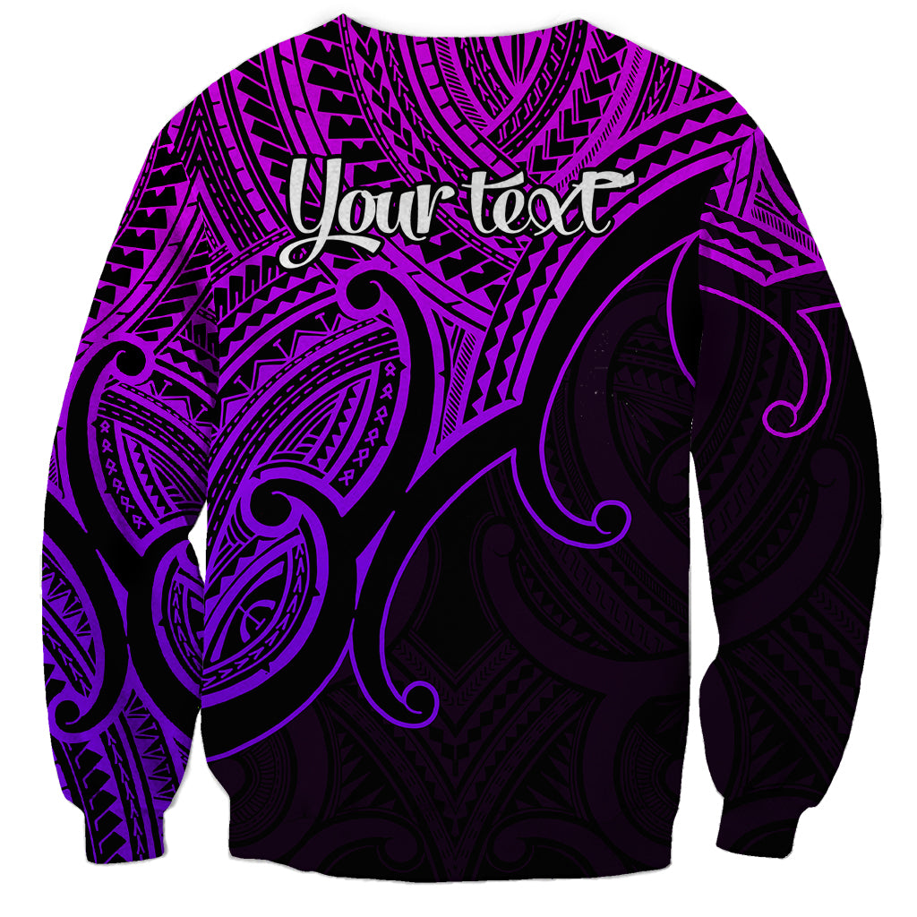 Custom Aotearoa Maori Koru Sweatshirt Polynesian Pacific Tribal - Purple LT9 - Polynesian Pride