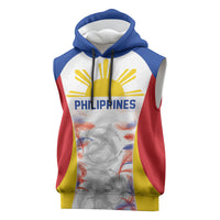 Philippines Flag Day Sleeveless Hoodie Filipino Feather Pattern LT9 White - Polynesian Pride