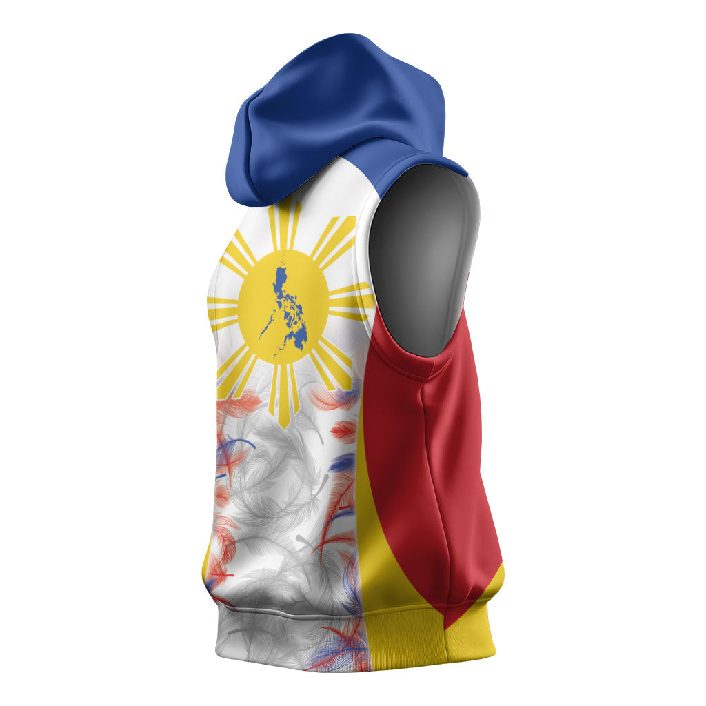Philippines Flag Day Sleeveless Hoodie Filipino Feather Pattern LT9 - Polynesian Pride