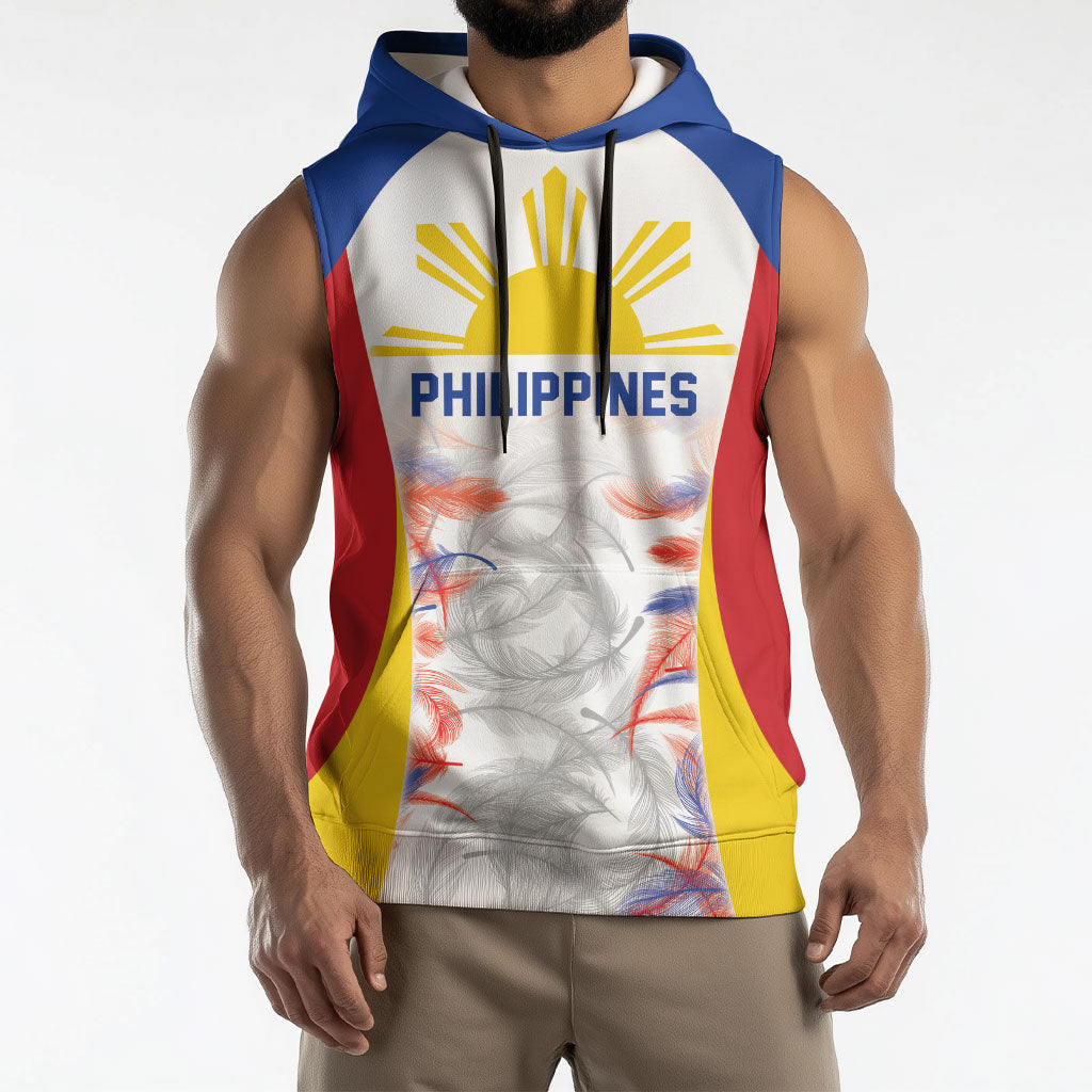 Philippines Flag Day Sleeveless Hoodie Filipino Feather Pattern LT9 - Polynesian Pride