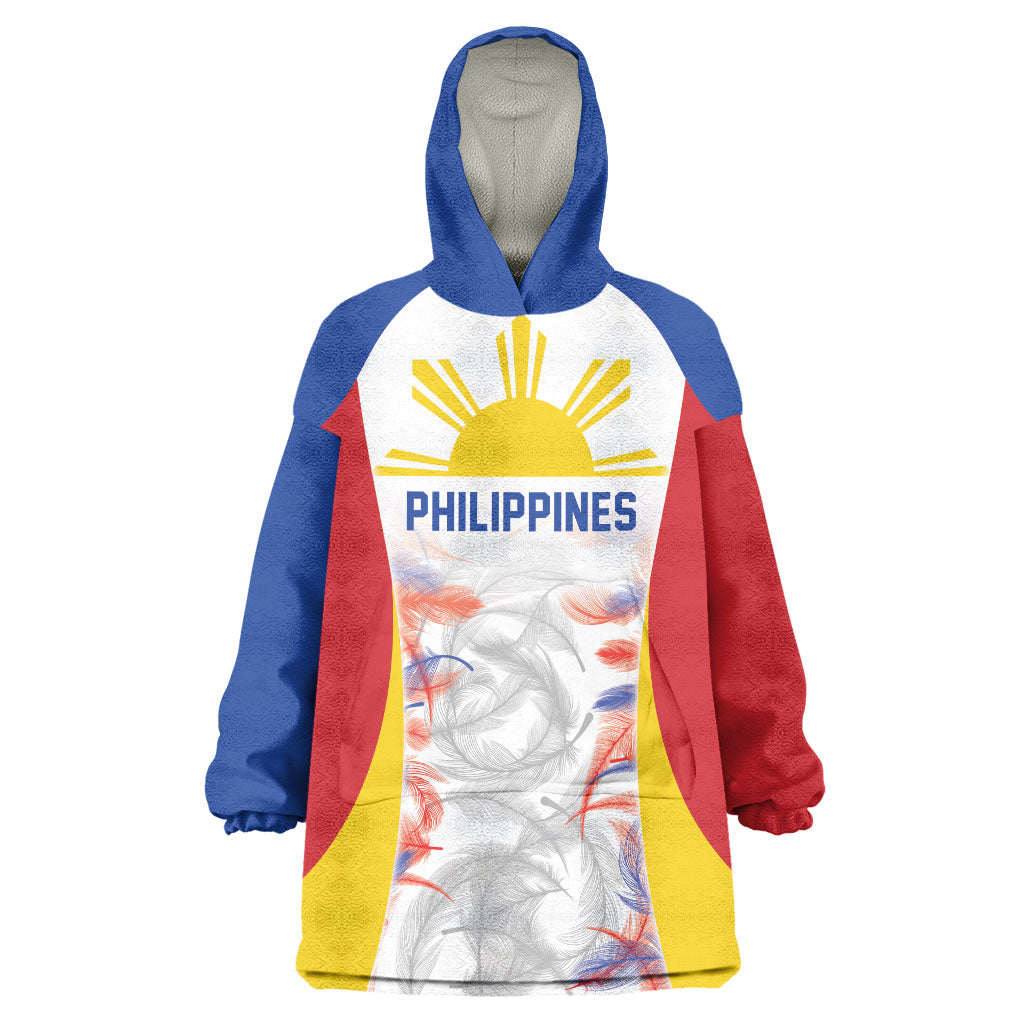 Philippines Flag Day Wearable Blanket Hoodie Filipino Feather Pattern
