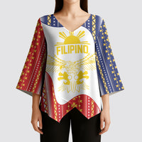 Philippines Flag Day Kimono Sleeve Blouse Filipino Traditional Igorot Tribal Pattern LT9 - Polynesian Pride