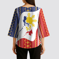 Philippines Flag Day Kimono Sleeve Blouse Filipino Traditional Igorot Tribal Pattern LT9 - Polynesian Pride