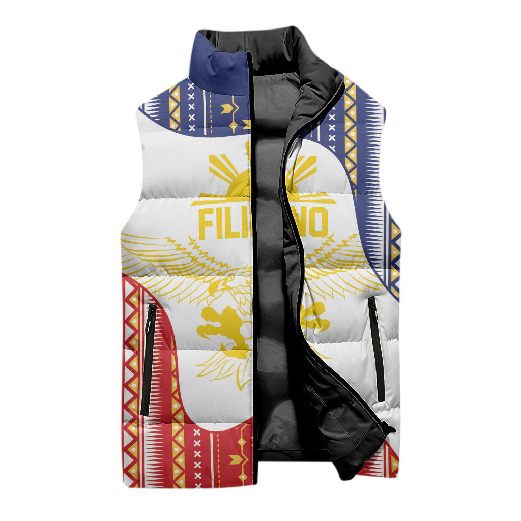 Philippines Flag Day Sleeveless Puffer Jacket Filipino Traditional Igorot Tribal Pattern