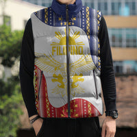 Philippines Flag Day Sleeveless Puffer Jacket Filipino Traditional Igorot Tribal Pattern