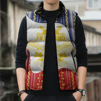 Philippines Flag Day Sleeveless Puffer Jacket Filipino Traditional Igorot Tribal Pattern