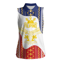 Philippines Flag Day Women Sleeveless Polo Shirt Filipino Traditional Igorot Tribal Pattern LT9 Female White - Polynesian Pride
