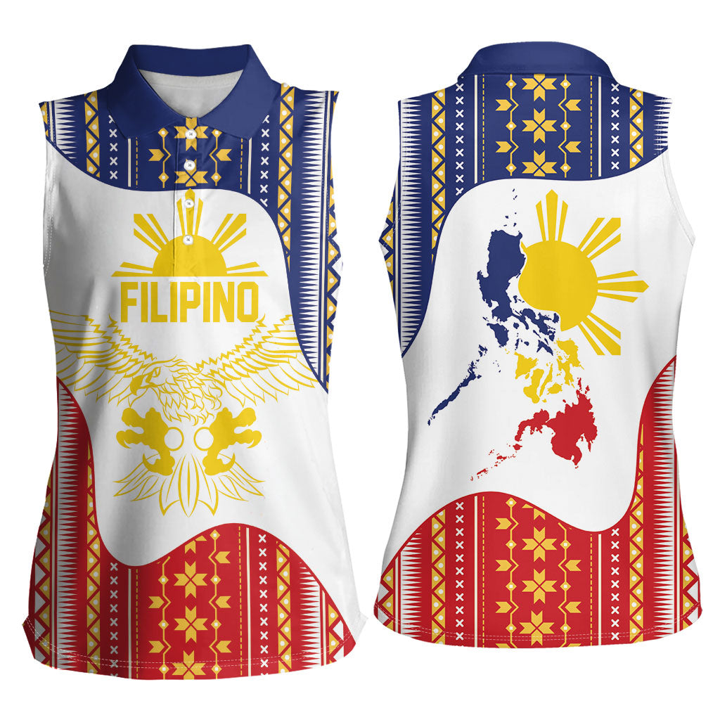 Philippines Flag Day Women Sleeveless Polo Shirt Filipino Traditional Igorot Tribal Pattern LT9 - Polynesian Pride
